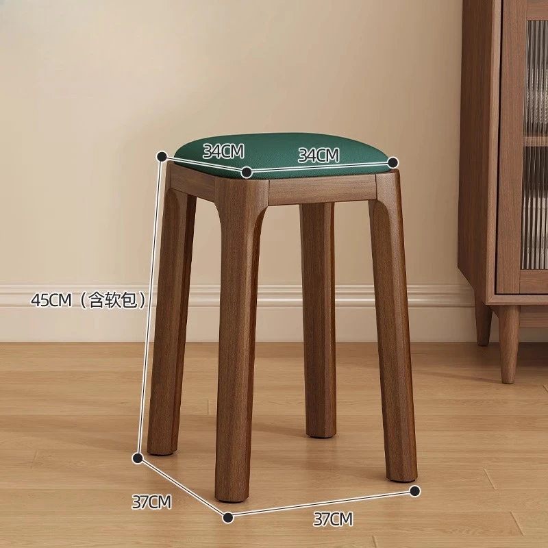 

Retro Soft Cushion Dining Stools Modern Makeup Balcony Hotel Dining Stool Dressing Table Wood Home Furniture Banco Refeição MHCD