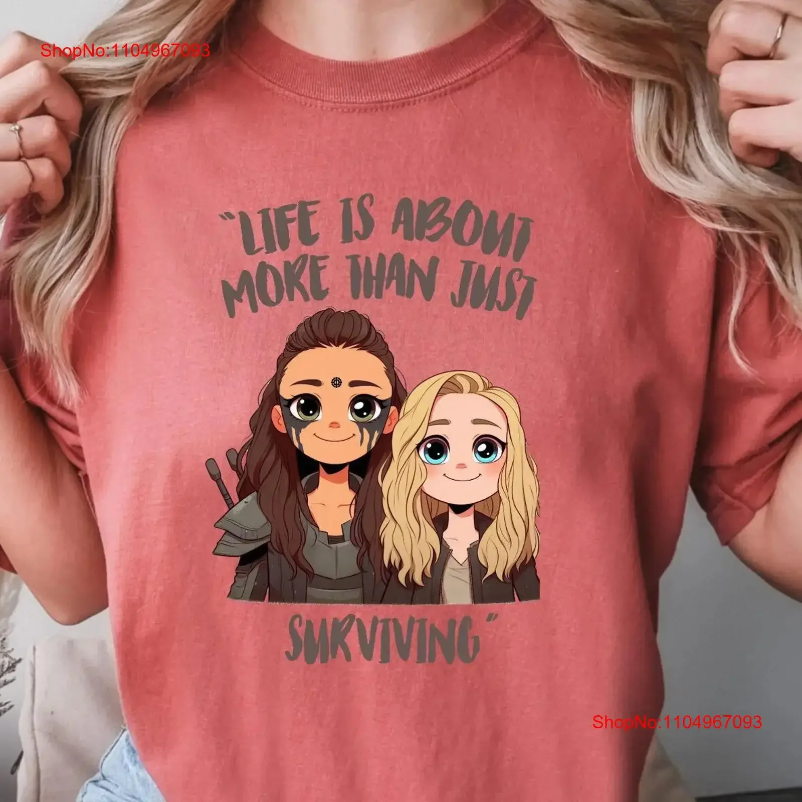 تي شيرت 100 CW Clarke and Lexa Clexa عتيق مغسول أنيق ومتعدد الاستخدامات ورسومات عصرية ناعمة ومريحة