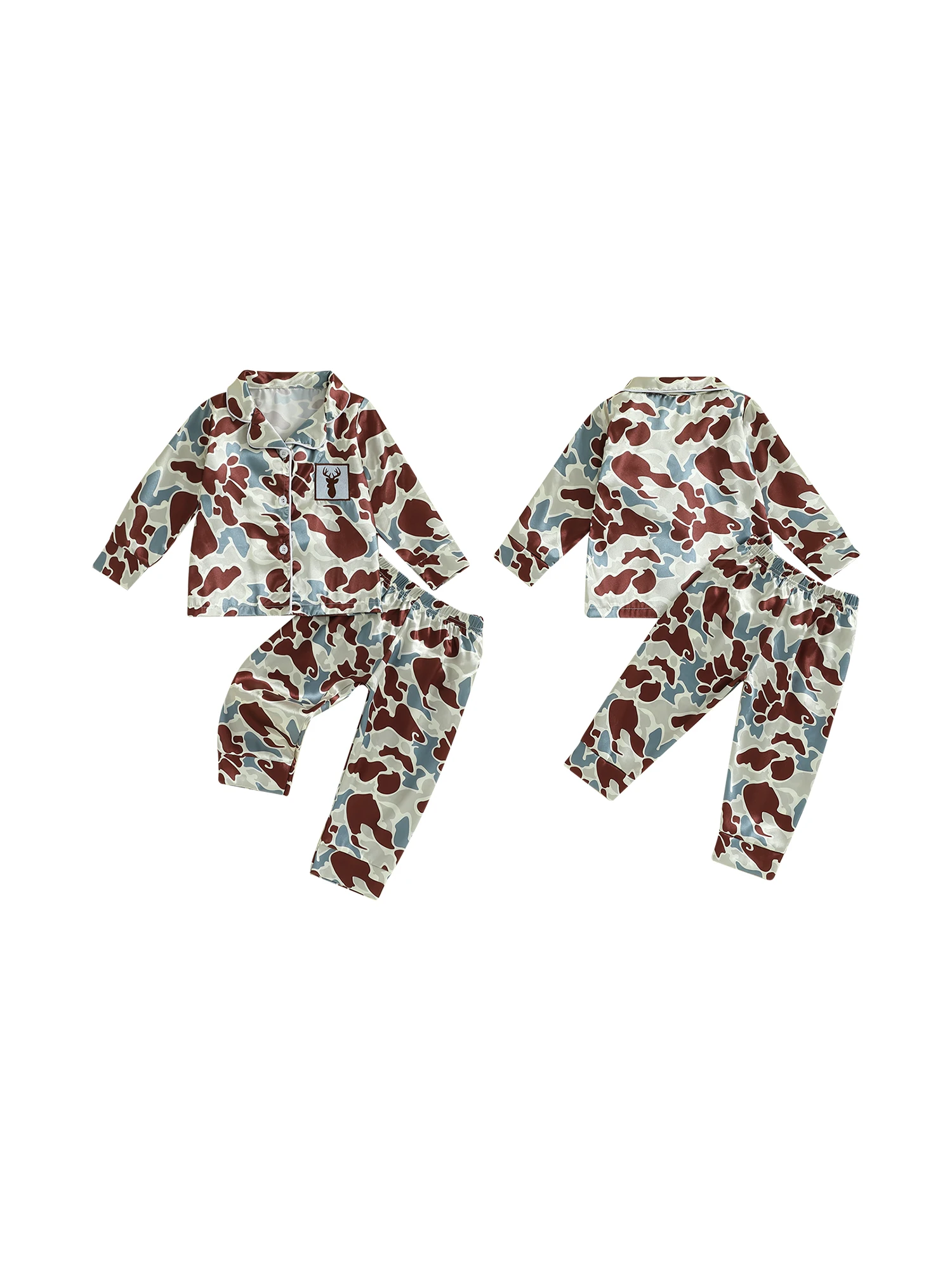 

Children s Unisex Pajama Set Cute Animal Embroidery Top with Matching Bottoms in Fun Print Sleepwear Collection