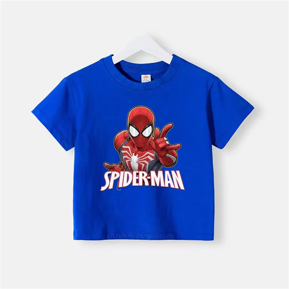 Spiderman printed short sleeve summer Boys girls children's round neck pure cotton fashion casual breathable T-shirt clothing