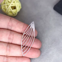 3X Minimalist Leaf Stainless Steel Pendant Charms for Jewelry Making DIY Craft Tassels Earrings Necklace Insect Wings Accessory