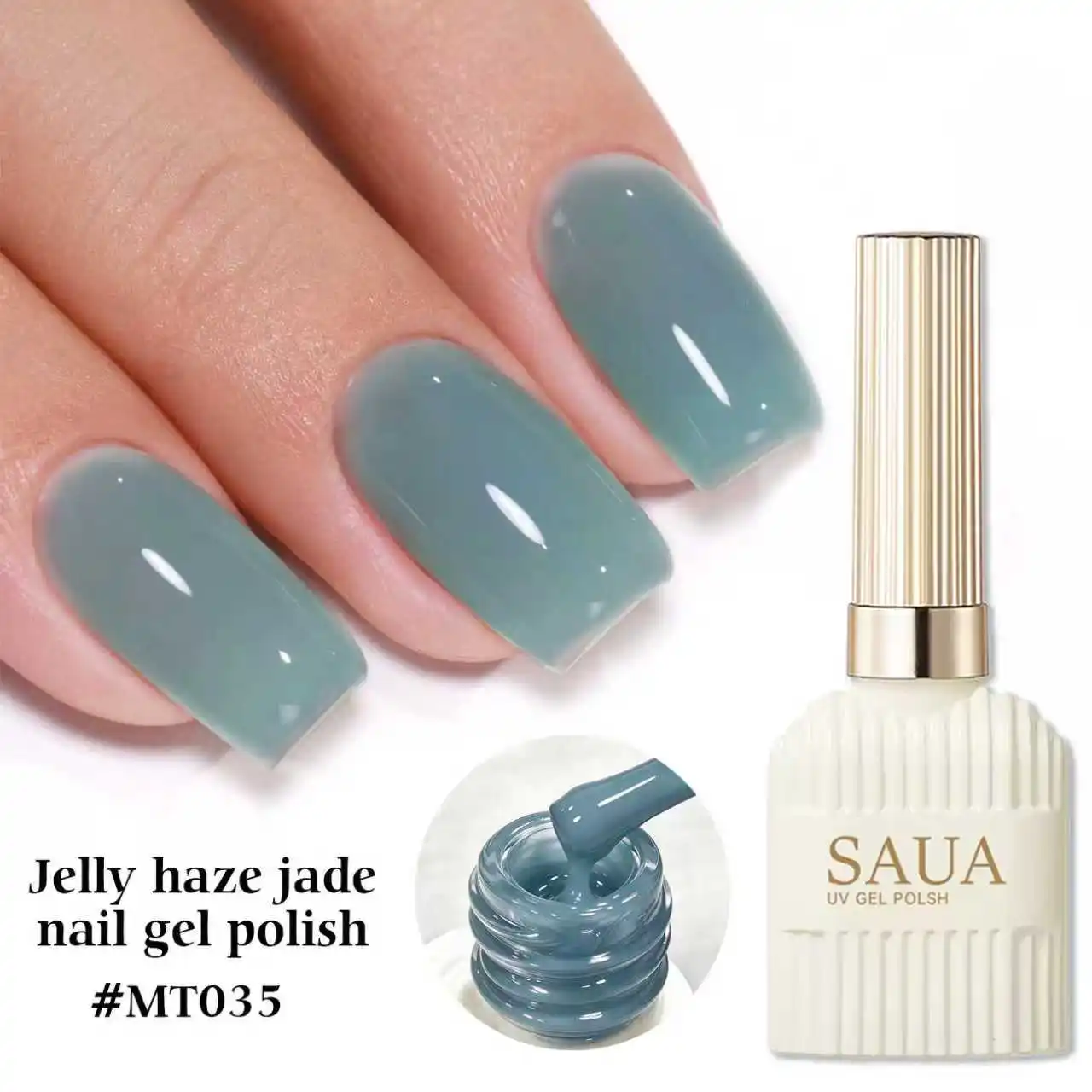 15ML Transparent Green Semi-Permanent Removable Gel Nail Polish, UV Gel Nail Polish for Professional Salon and Home Manicure