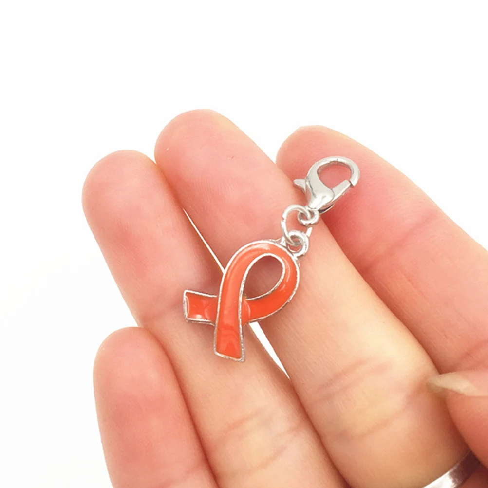 

50pcs Elegant Metal Ribbon Pendant Alloy Charms Jewelry Making Accessories for Women Lady Girls (Orange)