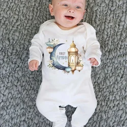 My Player Ramadan Baby Babygrow Sleepsuit pour garçons et filles, manches longues, imprimé Crew Neck Romper, 1st Ramadan Babile Clothes