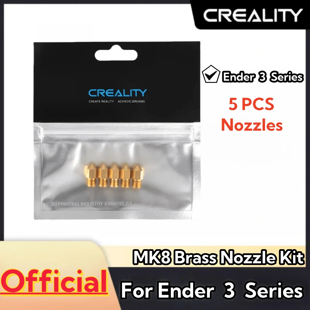 Creality 3D Printer Original 5Pcs MK8 Brass Nozzles Kit 0.1/0.2/0.4/0.6/0.8/1.0mm for Ender 3 Series 3D printing Accessories