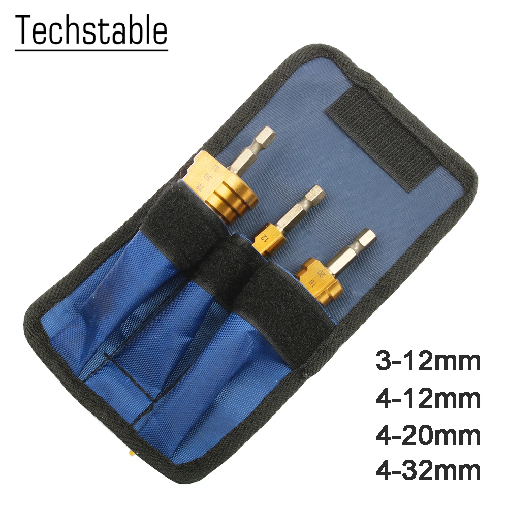 Foret étagé Hss revêtu de titane, foret étagé de 4 à 12/20/32mm, cône étagé, coupeur de trou métallique, foret hexagonal conique pour le métal, accessoires d'outils électriques