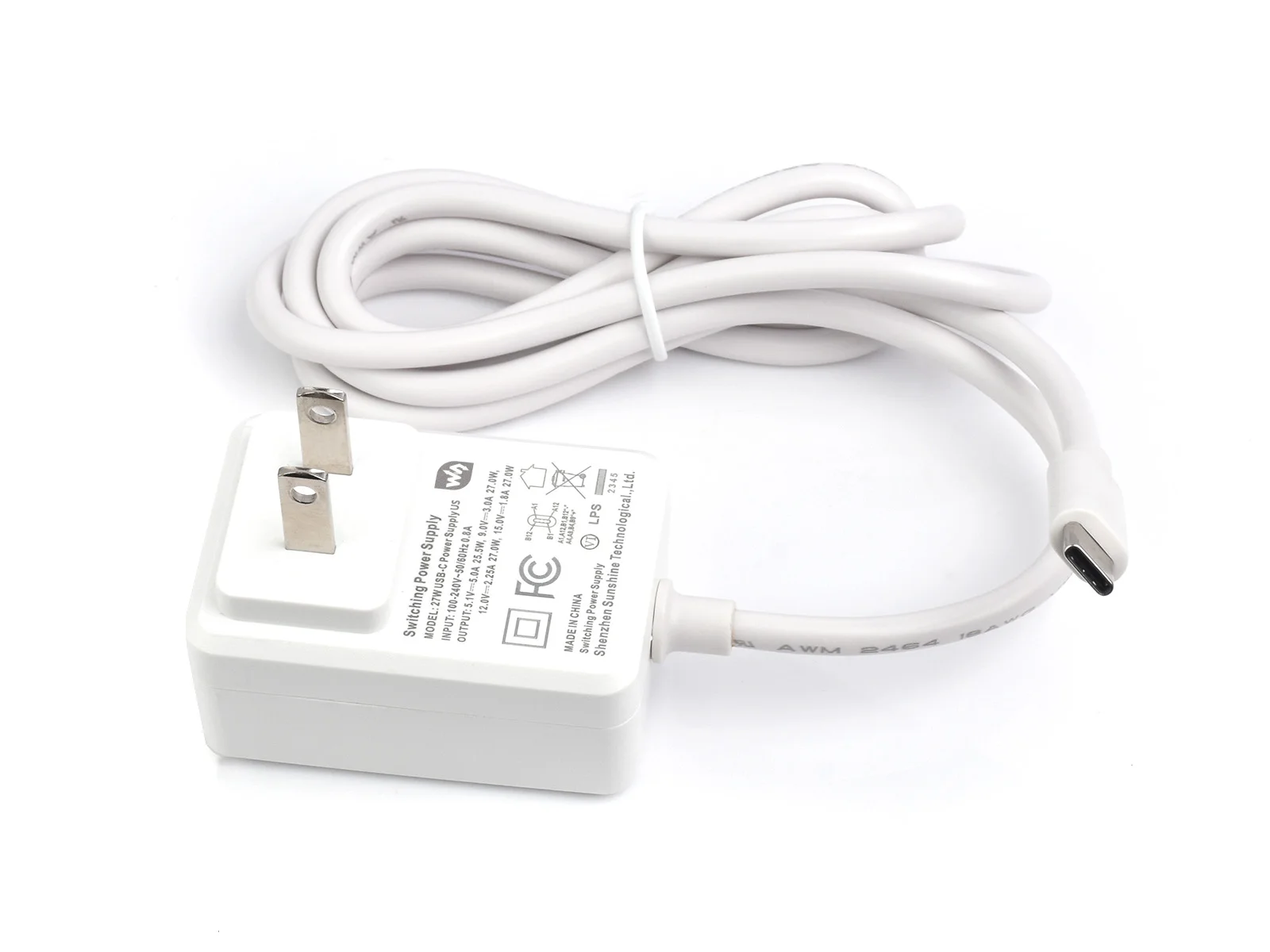 27W USB Type-C Power Supply, PD Power Supply, Option For US / EU / UK Plugs, Suitable For Raspberry Pi 5