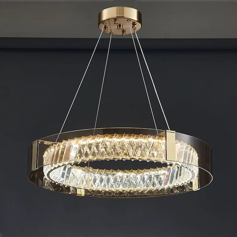 

Light Luxury Crystal Lamp Living Room High-end Atmosphere Luxury Chandelier Post-modern Simple Round Dining Room Lamp