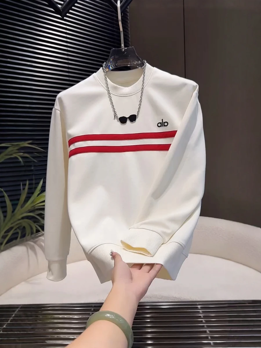 

Simple Faionable Men's Sweatirt round Ne Stripe Patchwork Casual Top Comfortable All-Match Autumn New Arrival