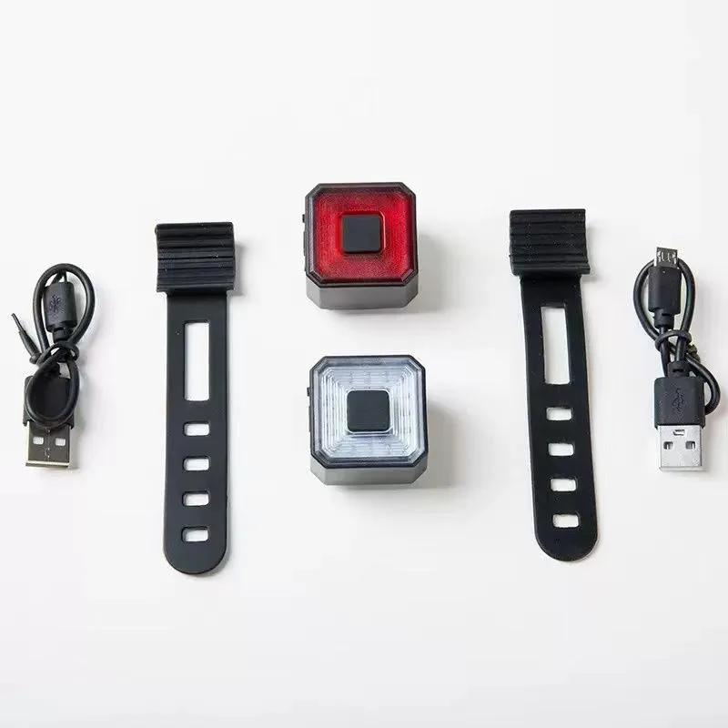 USB Rechargeable Bike Light Set, High Brightness Front Rear Warning Light for Outdoor Cycling Kids Bicycle