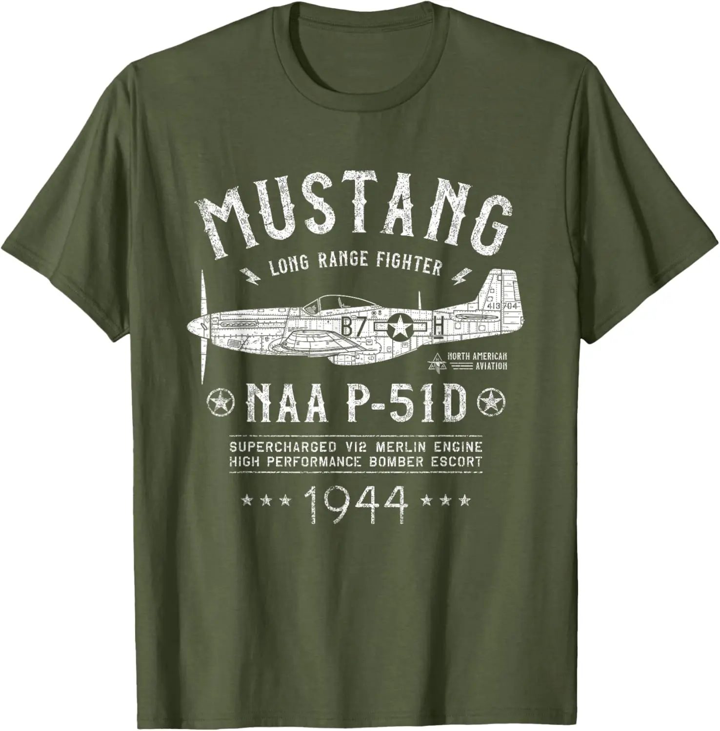 

P-51 Mustang North American Aviation WW2 P51 Fighter Plane T-Shirt Short Sleeve Casual 100% Cotton Shirts