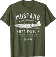 P-51 Mustang North American Aviation WW2 P51 Fighter Plane T-Shirt Short Sleeve Casual 100% Cotton Shirts