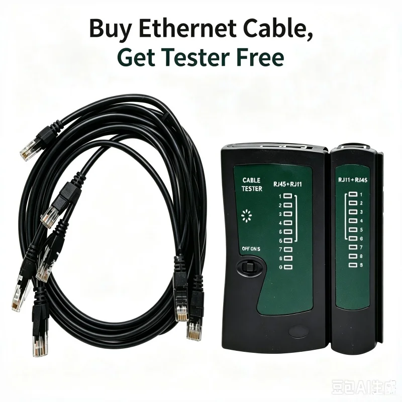 Buy one get one free, purchase 10 black Car6 twisted-pair network cables 0.3m and get a network cable tester for free