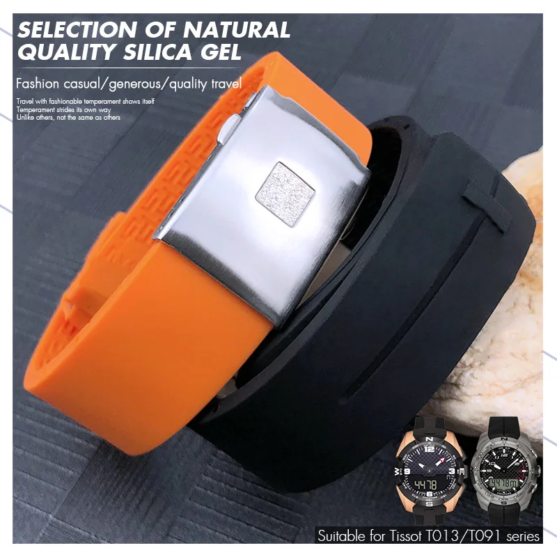 Correa de silicona para reloj Tissot Touch T013 T091, correa de goma suave, correa de reloj t-sport T013420A T047420A, Correa deportiva impermeable, 21mm