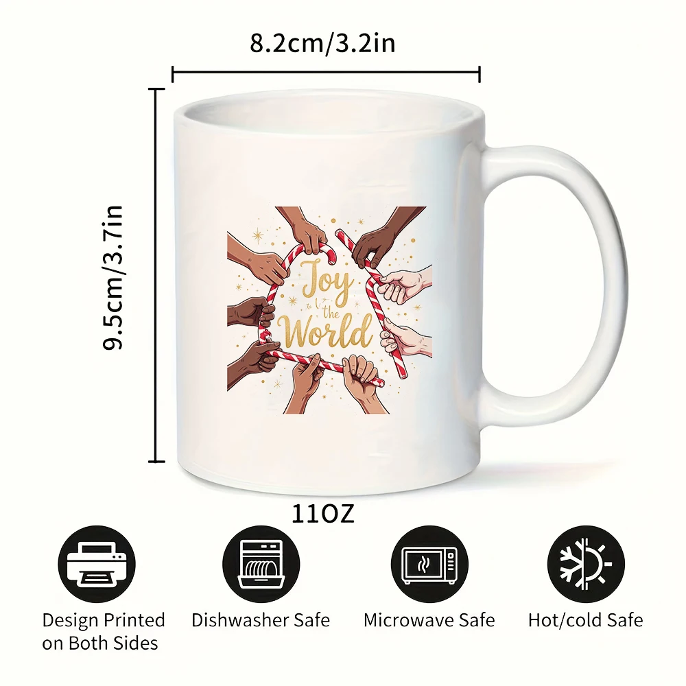 แก้วลายท้องฟ้าเต็มดาว 11 ออนซ์ + ด้ามจับลายแท่งลูกกวาดหลากสี ของขวัญคริสต์มาส แก้วเด็ก ใช้ได้ทั้งครอบครัวและที่ทำงาน