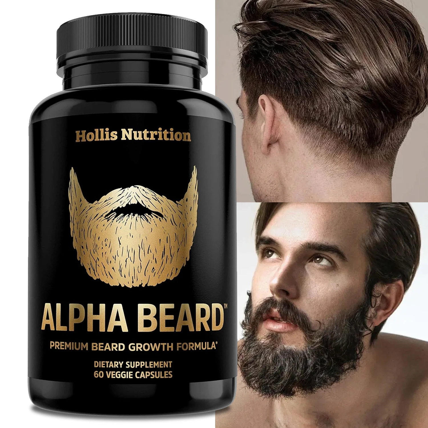 Alpha Beard Growth Formula Supplement - Promote Strong and Thicker Growth of Men's Facial Hair, Helps Moisturize Skin