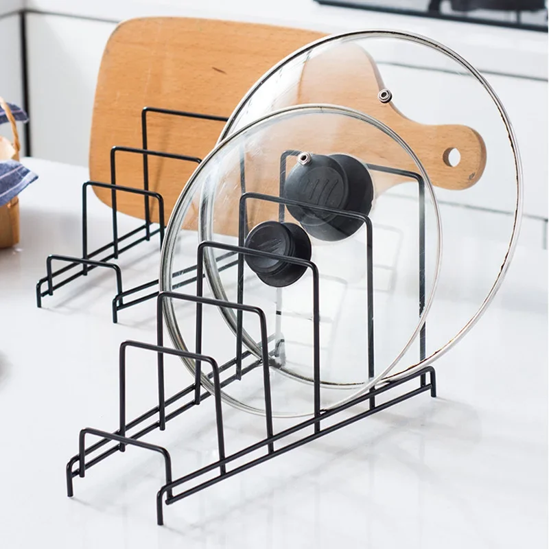 Iron Art Rack Shelf Multi Layer Space Saving Organizer Cutting Board Pot Lid Plates Stand Holder   Kitchen  Decor