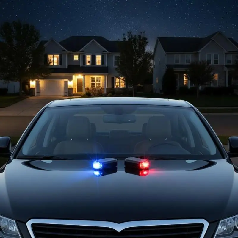 Simulated Solar Car Anti-Theft Alarm LED Light Flashing Warning Lamp Easy Install for Vehicle Parking Anti-Theft Protection