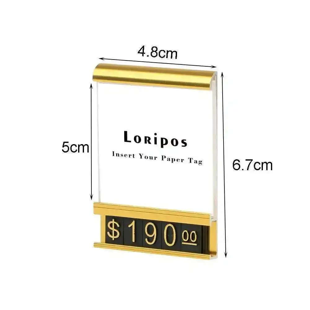 Wall Metal Tag Frame Watch Jewelry Price Card Display Number Currency Cube Holder Desk Sign Shelf Mounted Label Holder