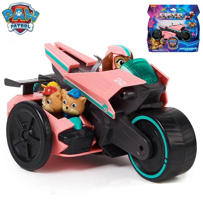 Original Paw Patrol Mighty Movie Liberty & Poms Vehicles Rescue Car with cats Action Figure Boy Girl Children Birthday Gift
