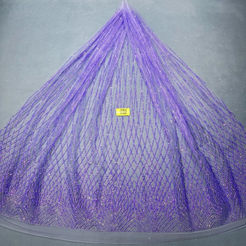 10 Yards lavender Patterned Wedding Dress Fabric with Mesh Gold Spray Lace 150cm Wedding Party Spray gold Tull fabr