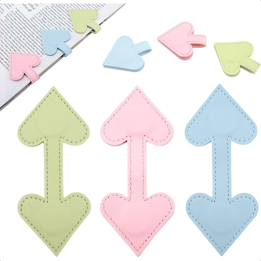 

3Pcs HeartShaped Magnetic Leather Bookmarks Romantic Heart Bookmarks Faux Leather Book Mark with DoubleSided Magnets Love Gifts