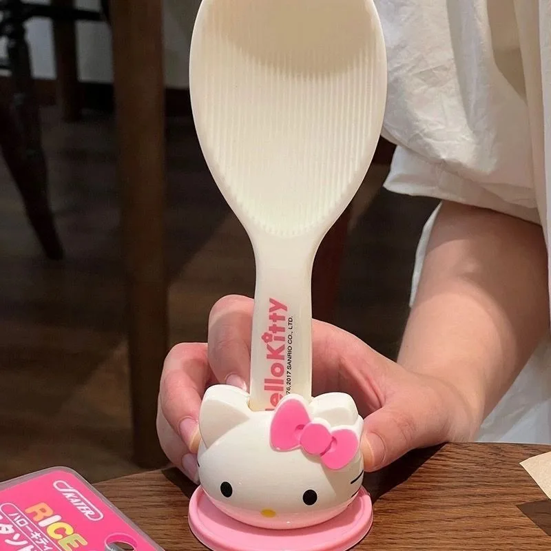 Sanrio Hello Kitty cute creative cartoon pattern high-value home kitchen new simple and fashionable standing plastic rice spoon