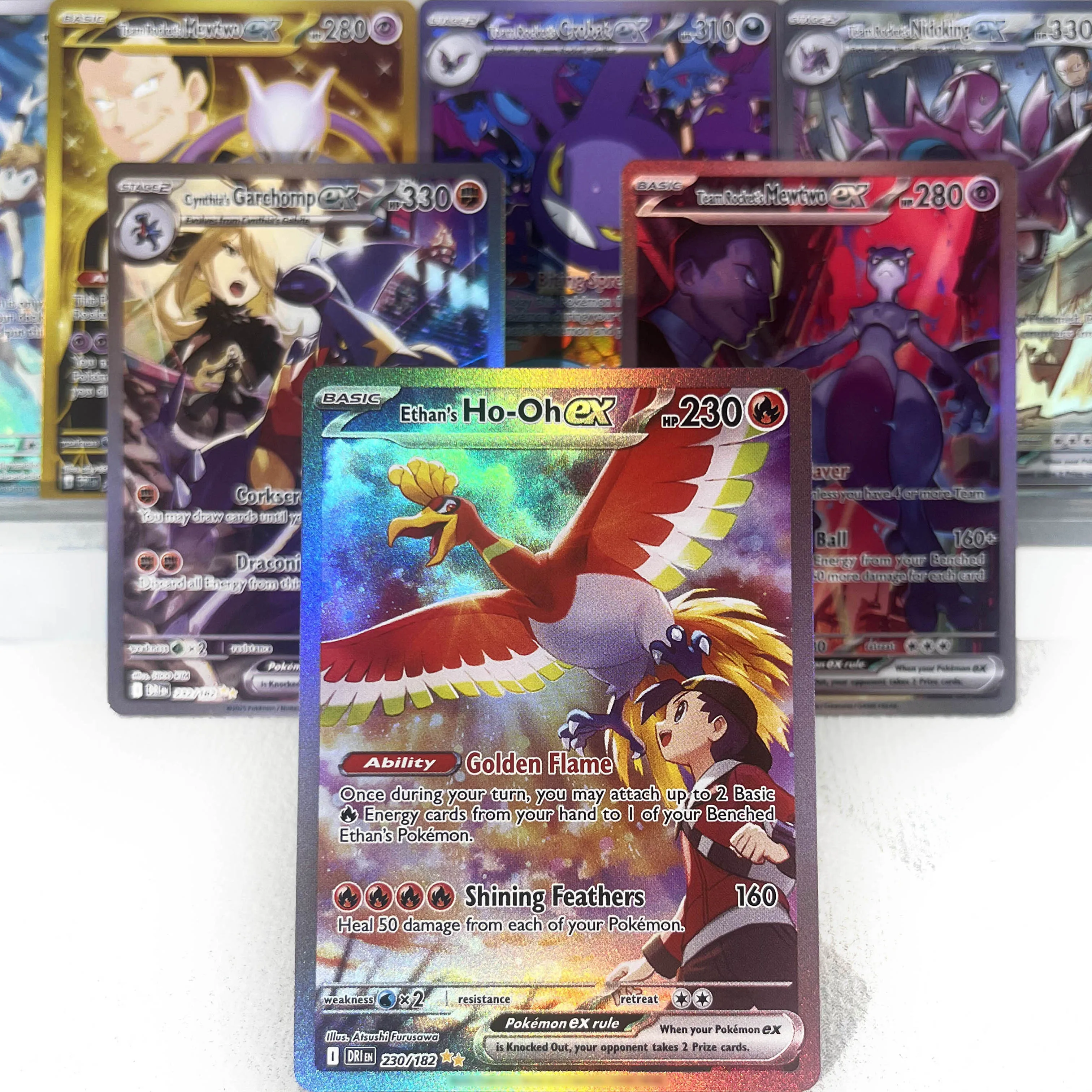 DRI PKM Cards PTCG4-A EX Rainbow Cynthia's Garchomp GX Team Rocket's Mewtwo Rare Collection Battle Toys Gifts for Hobbies