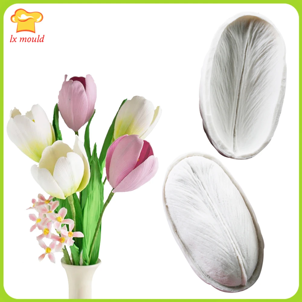 Leaf Veiner Petal Silicone Mould TULIP Petal Double Sided Pattern Leaf Sugar Flower Cake Tool Sugarcraft Embosser Decor Mold