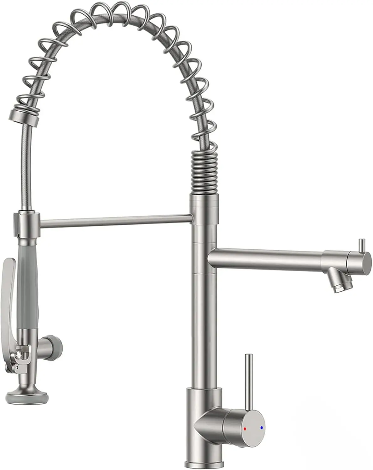 

Commercial Pull-Down Kitchen Sink Faucet with Sprayer in Brushed Nickel Finish