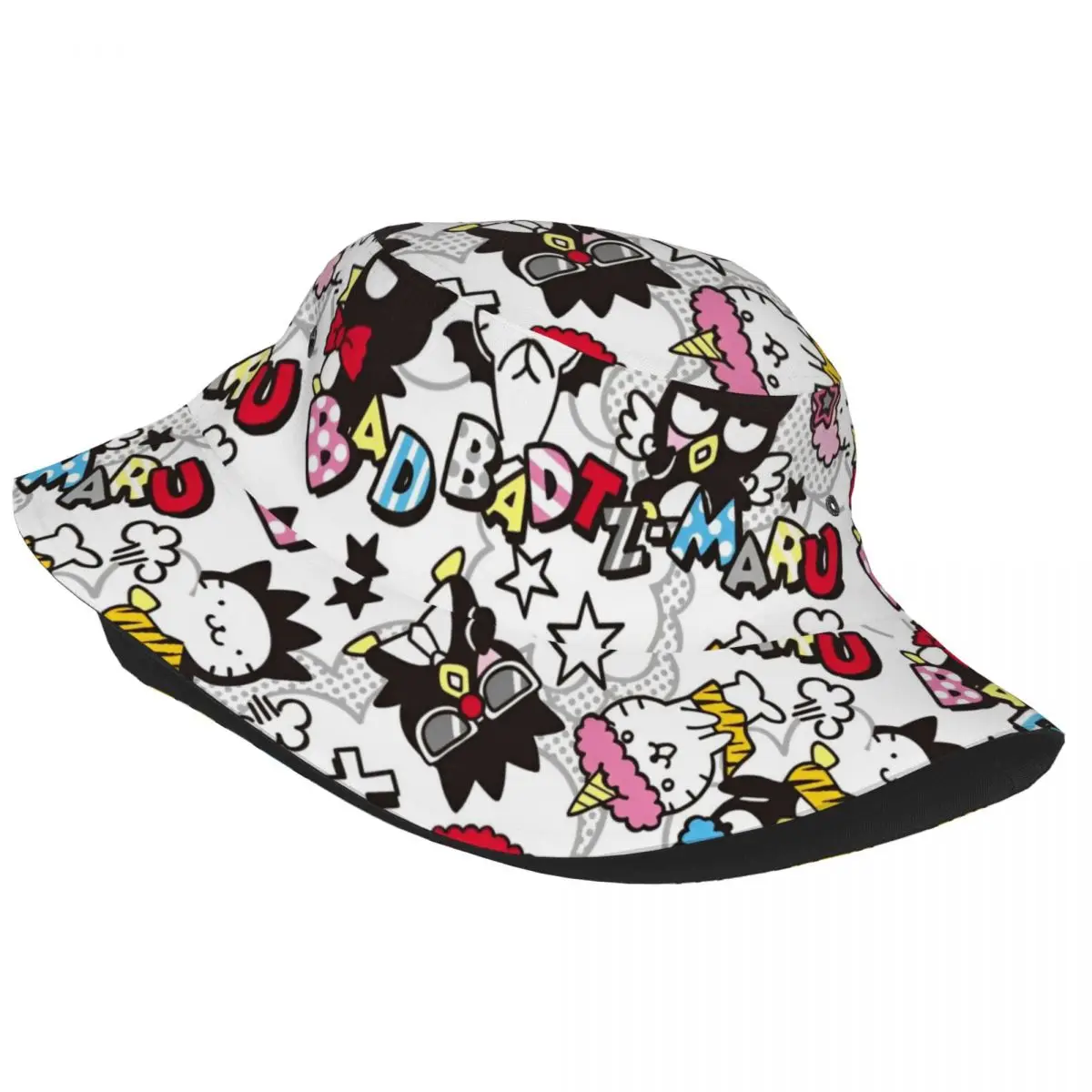 Beach Headwear Sanrio Badtz Maru Accessories Bucket Hat Cute Women Men Sun Bob Hats