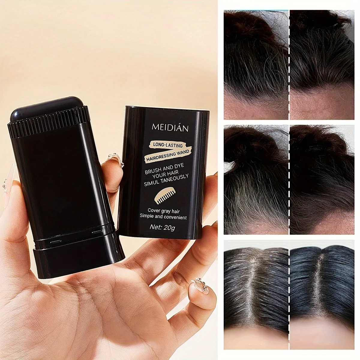 Long-Lasting Temporary Hair Color Touch-Up Stick,Easy to Use, No-Mess Application for Color Corrections,washable hair dye stick