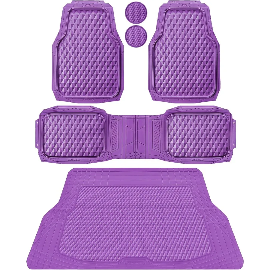 

Heavy Duty Rubber Purple Car Floor Mats Cargo Liners Deep Dish AllWeather Trunk Mats Durable AntiSlip 3D Rhombus Waterproof Tri