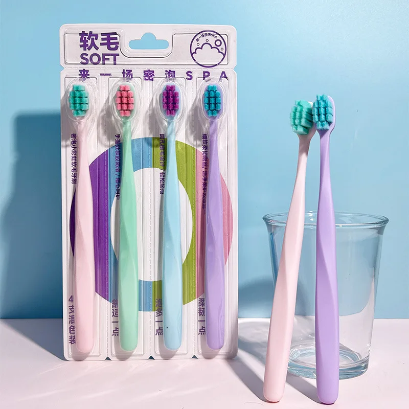 

4-pack Dense Foam Soft Bristled Toothbrush Personal Care Travel Toothbrush Set