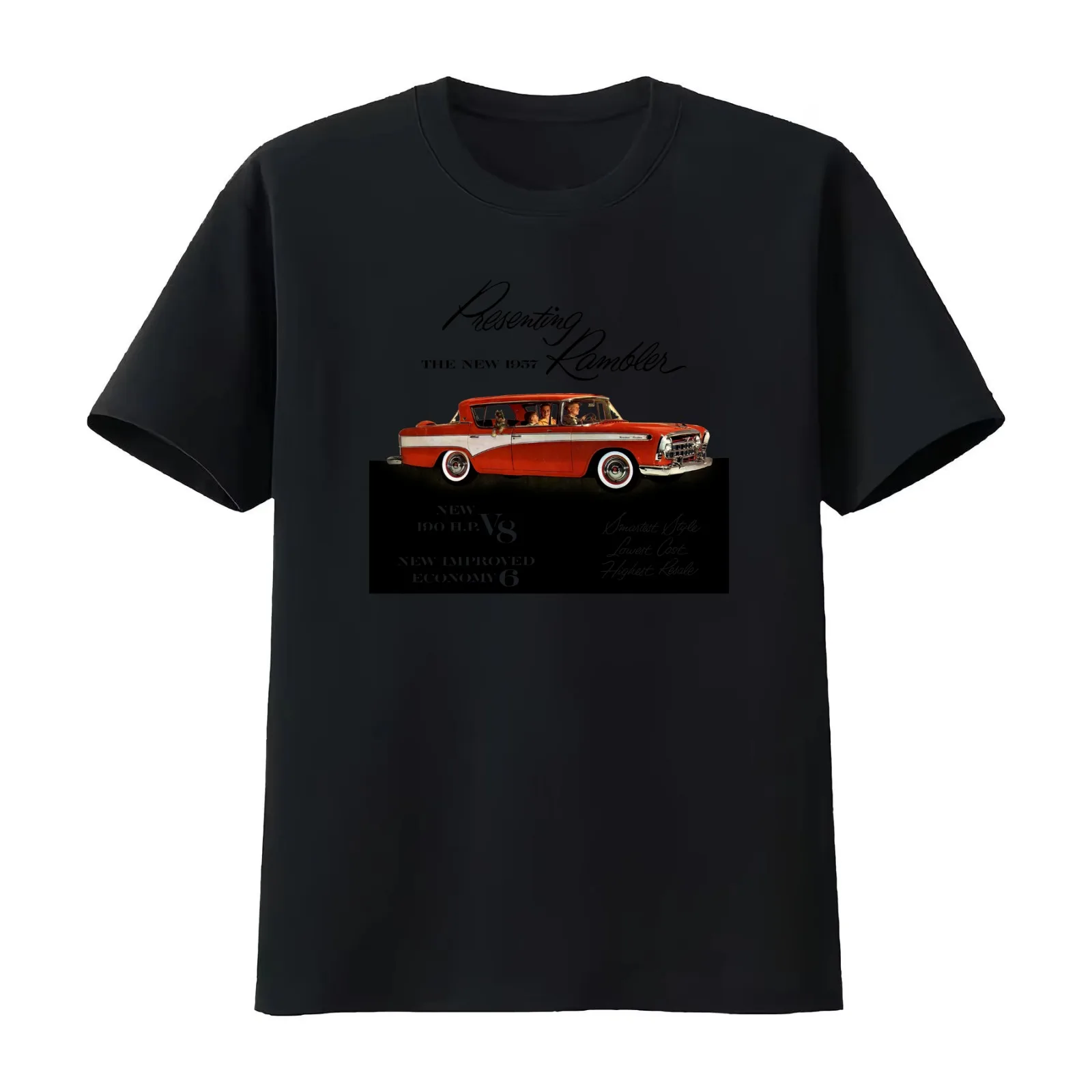 1957 RAMBLER - ADVERT T-Shirt Summer Casual Cotton Tee Oversized Streetwear Tops Vintage Graphic Print Unisex Men Women