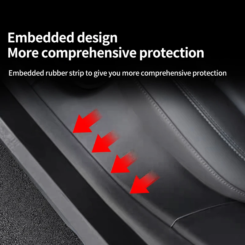 For Tesla Model Y (2022-2023) Black Leather Rear Seat Corner Protectors – Waterproof & Stain Resistant