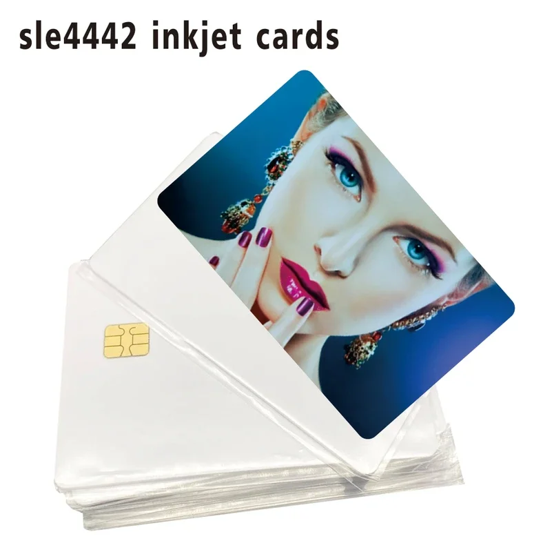 100PCS/Lot Printable Blank Contact PVC Smart IC Card with Sle/FM4442 Chip For Epson/Canon Inkjet Printer