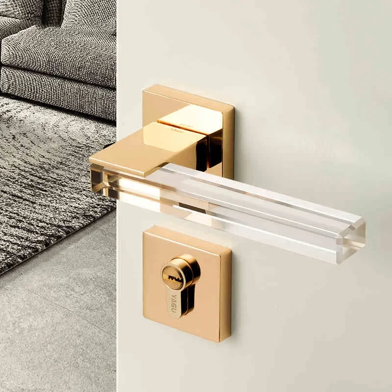 Modern Crystal Mute Room Door Lock Handle Fashion Interior Door Lock Furniture Hardware keyed entrance lock