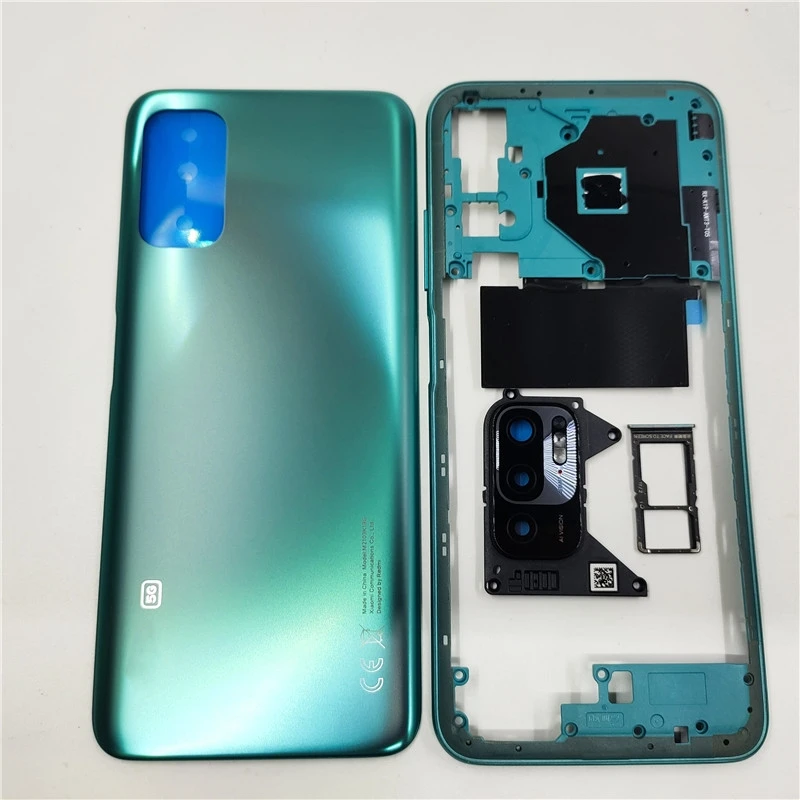 For Xiaomi Redmi Note 10 5G Full Housing Back Lid Housing Door + Middle Frame + Sim Card With Camera Lens Parts