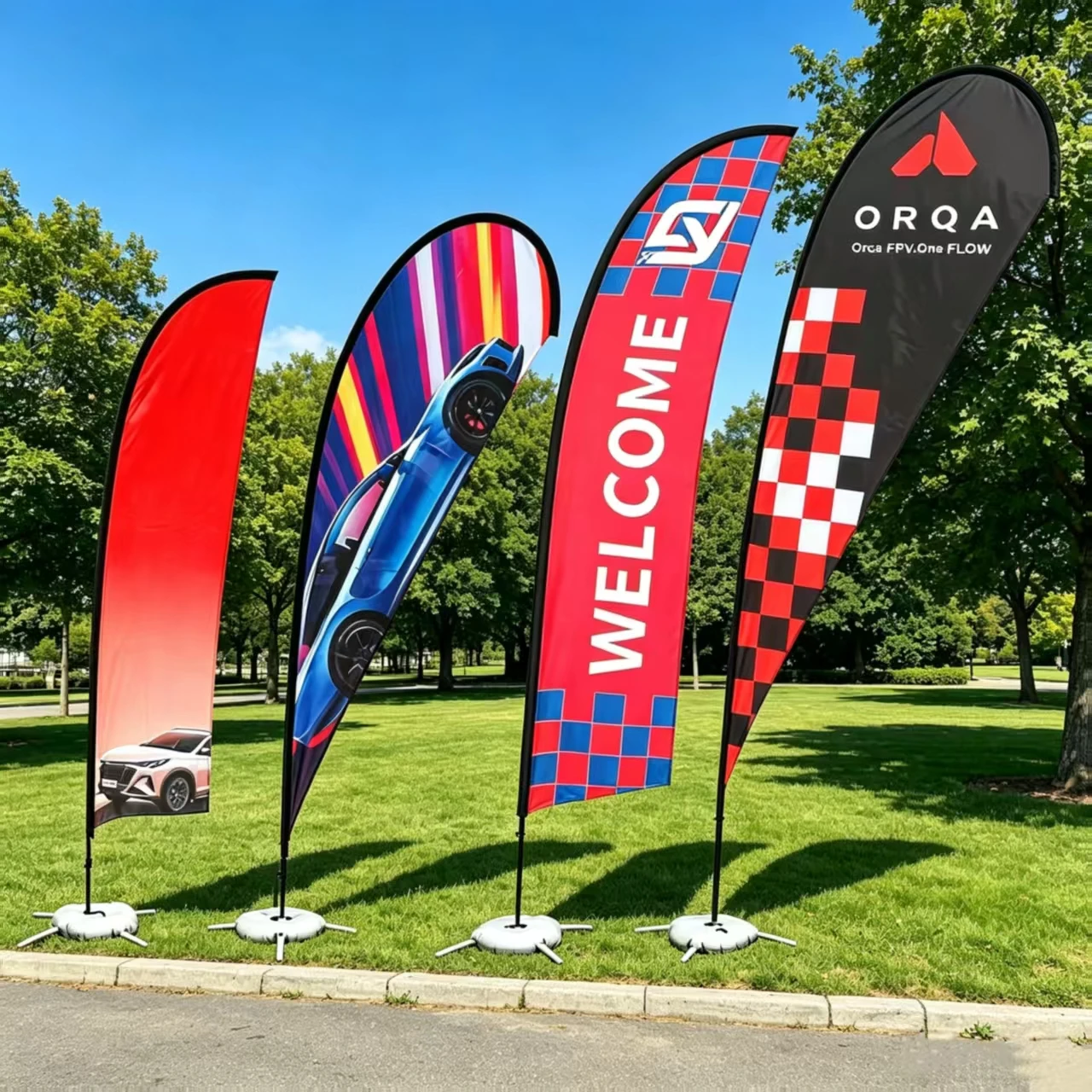 Custom Feather Flags with Pole BaseGround Spike Advertising Beach Feather Flag Teardrop for Outdoor Business Event