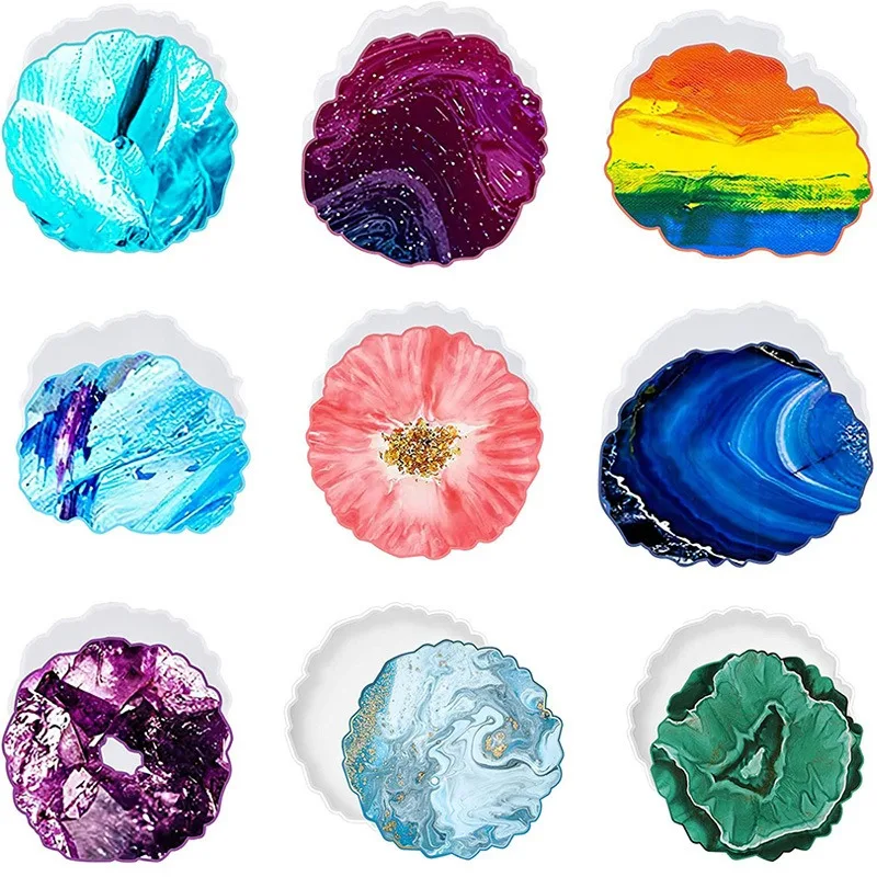 Resin Silicone Molds, DIY Epoxy Resin Irregular Mirror Display Stand, Silicone Molds for Mirror Pendants, Coasters and Bases