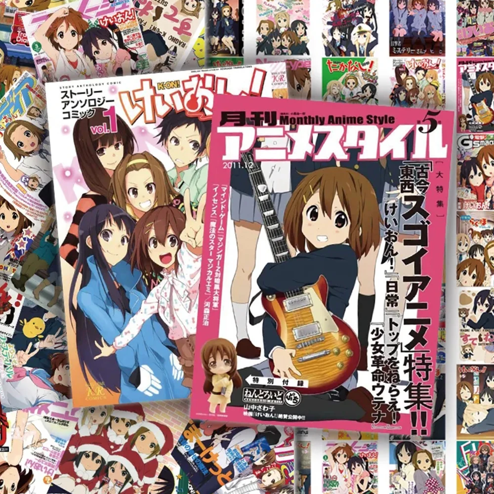 10/30/60PCS Anime K-ON Poster Stickers Kawaii Cartoon Girl Hirasawa Yui Akiyama Mio Decal Notebook Phone Laptop Cute Kid Sticker