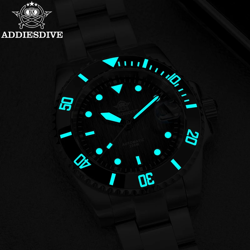 ADDIESDIVE Men Automatic Mechanical Wristwatches 8215 Movement Stainless Steel Watch 20ATM Waterproof Sapphire Luxurious Watches