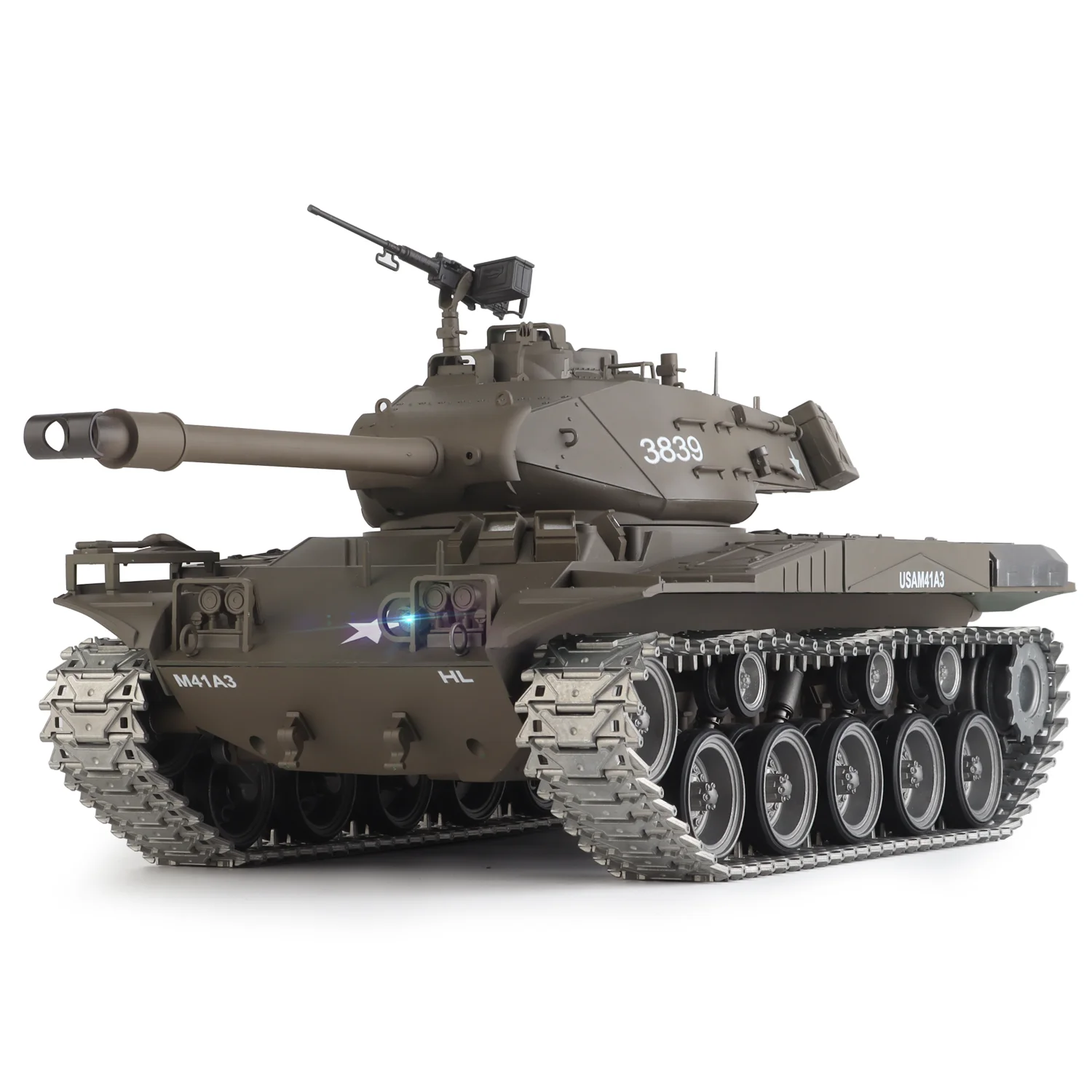 Heng Long rc ถัง 1/16 U.S. M41A3 Walker Bulldog ถัง (โลหะเคลือบยาง Track & Road ล้อ) (360 ° ป้อมปืนหมุน)