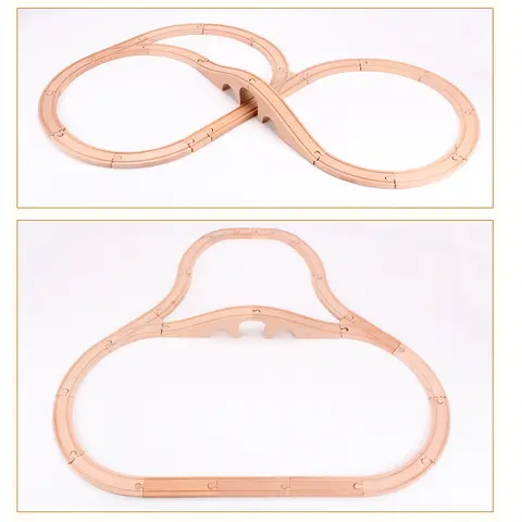 Nya träspårstillbehör i bokträ, järnvägsspårsdelar passar till märkesträspår, utbildningsleksaker för barn 8 best sales lek tivt tåg - №2