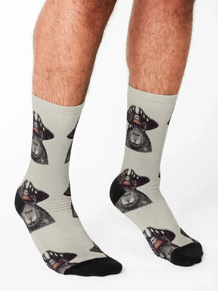 Capyrate - Pirate Capybara Capy Yuzu His Name - Gort Pet Mat Bandana Socks Heating sock shoes floral Men's Socks Women's