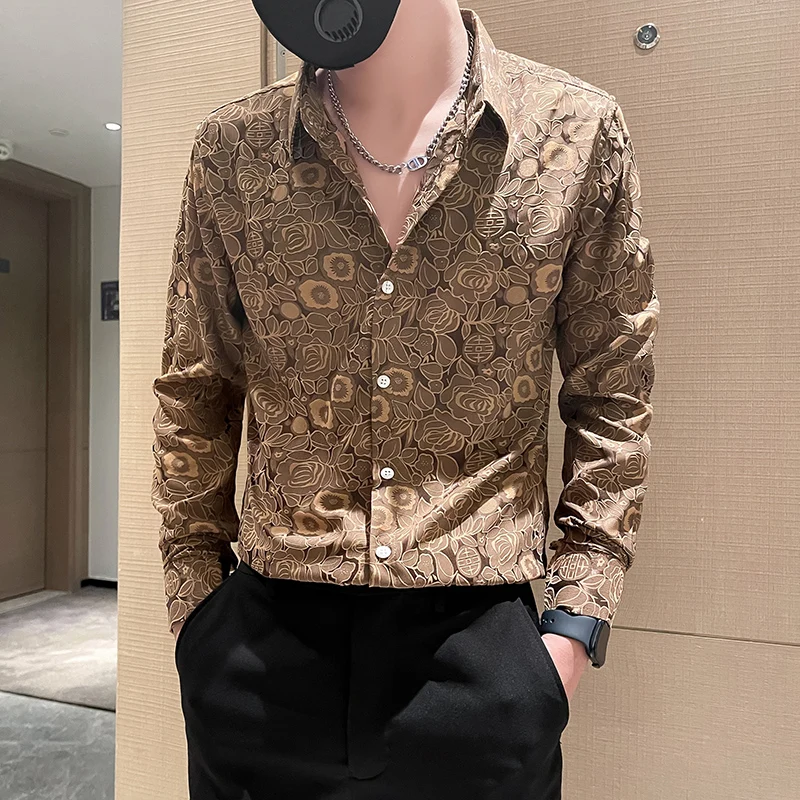 Fashion Designer Clothes Men Spring Casual Long Sleeve Camisa Social Masculina Korean Single-breasted Shirts for Men Streetwear