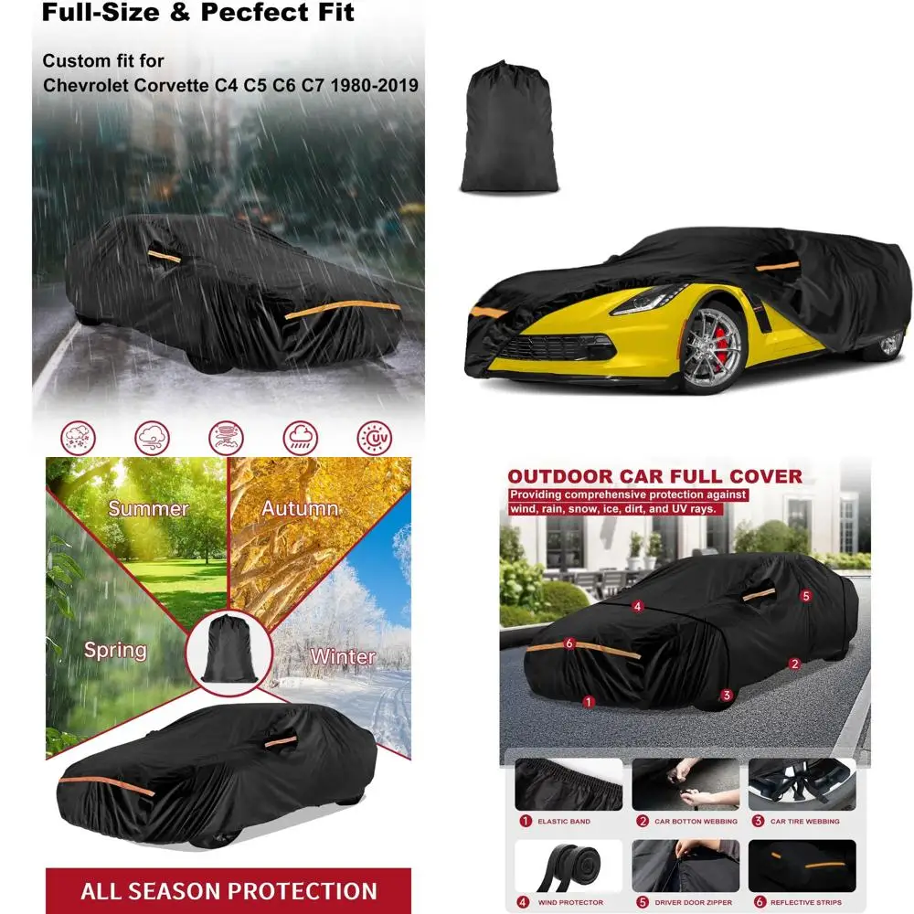 

Car Cover for Corvette C4-C7 1980-2019 | Heavy-Duty Outdoor Full Cover | Protects from Sun, Rain, UV, Dust, Snow (Black)