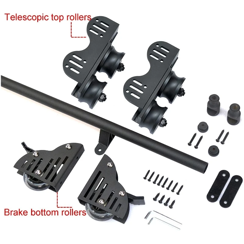 Imagem -04 - Retrátil Deslizante Biblioteca Hardware Kit sem Escada Round Tube Rolling Ladder Track Rolo de Assoalho com Freio 10ft300cm