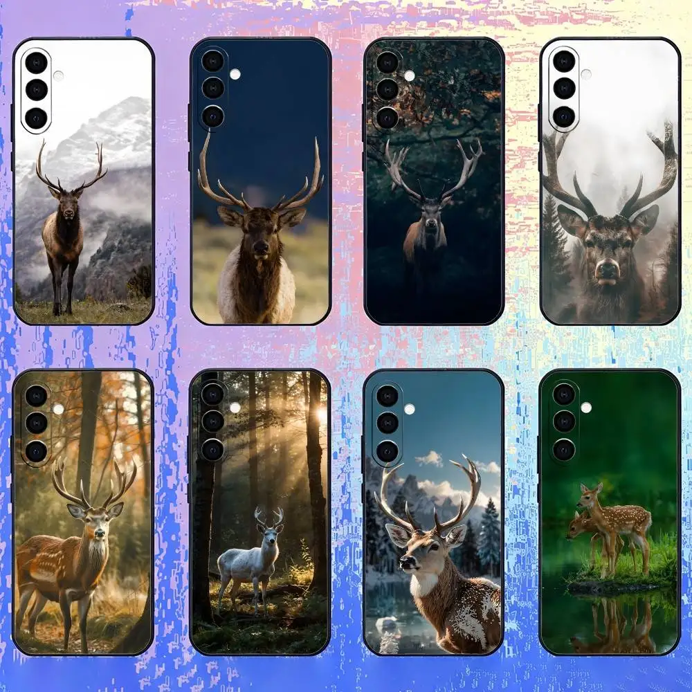 Sacred D-Deer Printed  Phone Case For Samsung Galaxy A73,A72,A71,A70,A52,A51 Others Soft Black Cover
